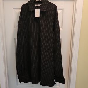 Elegant Black Pinstripe Men's Shirt